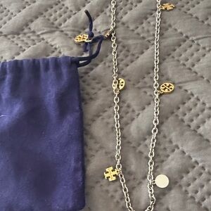 Tory Burch Gold and Silver Logo Necklace
